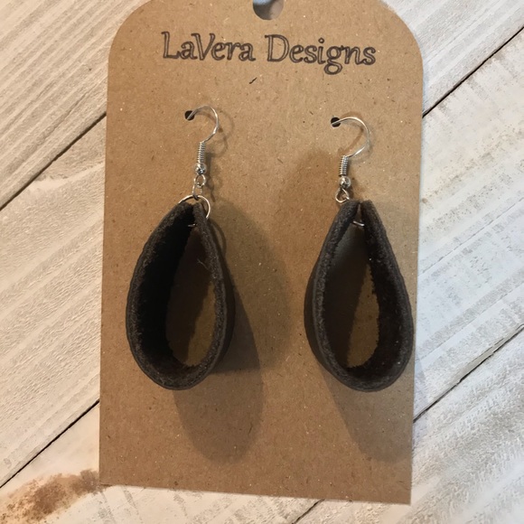 Genuine Leather Earrings - Picture 2 of 2